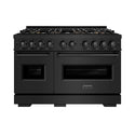 ZLINE 48 in. 6.7 cu. ft. Classic Dual Fuel Range with 8 Burner DuoPro™ Cooktop and Dual Ovens in Black Stainless Steel (PCDRB-48)