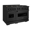 ZLINE 48 in. 6.7 cu. ft. Classic Dual Fuel Range with 8 Burner DuoPro™ Cooktop and Dual Ovens in Black Stainless Steel (PCDRB-48)