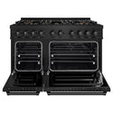 ZLINE 48 in. 6.7 cu. ft. Classic Dual Fuel Range with 8 Burner DuoPro™ Cooktop and Dual Ovens in Black Stainless Steel, Open Box-Good Condition