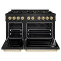 ZLINE Autograph Edition 48 in. 6.7 cu. ft. Classic Dual Fuel Range with 8 Burner DuoPro™ Cooktop and Dual Ovens in Black Stainless Steel and Champagne Bronze Accents (PCDRBZ-48-CB)