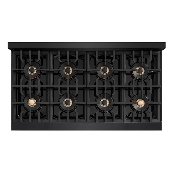 ZLINE Autograph Edition 48 in. 6.7 cu. ft. Classic Dual Fuel Range with 8 Burner DuoPro™ Cooktop and Dual Ovens in Black Stainless Steel and Champagne Bronze Accents (PCDRBZ-48-CB)