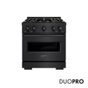 ZLINE 30 in. 4.2 cu. ft. Classic Gas Range with 4 Burner DuoPro™ Cooktop and Convection Gas Oven in Black Stainless Steel, Open Box-Good Condition