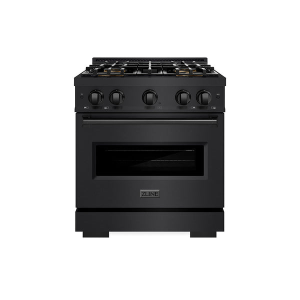 ZLINE 30 in. 4.2 cu. ft. Classic Gas Range with 4 Burner DuoPro™ Cooktop and Convection Gas Oven in Black Stainless Steel, Open Box-Good Condition