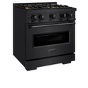 ZLINE 30 in. 4.2 cu. ft. Classic Gas Range with 4 Burner DuoPro™ Cooktop and Convection Gas Oven in Black Stainless Steel, Open Box-Good Condition