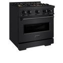 ZLINE 30 in. 4.2 cu. ft. Classic Gas Range with 4 Burner DuoPro™ Cooktop and Convection Gas Oven in Black Stainless Steel (PCGRB-30)