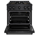 ZLINE 30 in. 4.2 cu. ft. Classic Gas Range with 4 Burner DuoPro™ Cooktop and Convection Gas Oven in Black Stainless Steel (PCGRB-30)