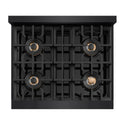 ZLINE 30 in. 4.2 cu. ft. Classic Gas Range with 4 Burner DuoPro™ Cooktop and Convection Gas Oven in Black Stainless Steel (PCGRB-30)