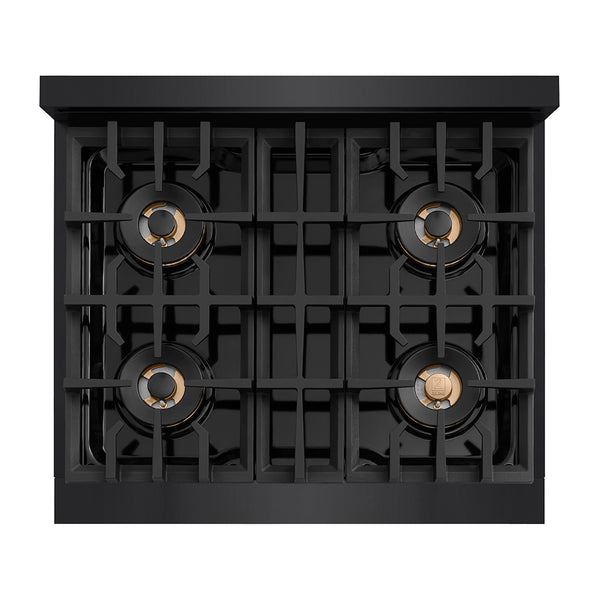 ZLINE 30 in. 4.2 cu. ft. Classic Gas Range with 4 Burner DuoPro™ Cooktop and Convection Gas Oven in Black Stainless Steel (PCGRB-30)