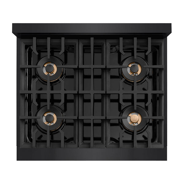 ZLINE 30 in. 4.2 cu. ft. Classic Gas Range with 4 Burner DuoPro™ Cooktop and Convection Gas Oven in Black Stainless Steel, Open Box-Good Condition