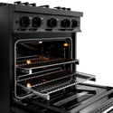 ZLINE 30 in. 4.2 cu. ft. Classic Gas Range with 4 Burner DuoPro™ Cooktop and Convection Gas Oven in Black Stainless Steel, Open Box-Good Condition