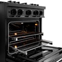 ZLINE 30 in. 4.2 cu. ft. Classic Gas Range with 4 Burner DuoPro™ Cooktop and Convection Gas Oven in Black Stainless Steel (PCGRB-30)
