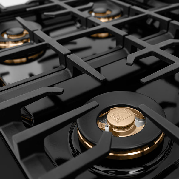 ZLINE 30 in. 4.2 cu. ft. Classic Gas Range with 4 Burner DuoPro™ Cooktop and Convection Gas Oven in Black Stainless Steel (PCGRB-30)