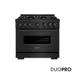 ZLINE 36 in. 5.2 cu. ft. Classic Gas Range with 6 Burner DuoPro™ Cooktop and Convection Gas Oven in Black Stainless Steel (PCGRB-36)