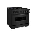 ZLINE 36 in. 5.2 cu. ft. Classic Gas Range with 6 Burner DuoPro™ Cooktop and Convection Gas Oven in Black Stainless Steel (PCGRB-36)