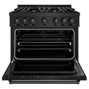 ZLINE 36 in. 5.2 cu. ft. Classic Gas Range with 6 Burner DuoPro™ Cooktop and Convection Gas Oven in Black Stainless Steel (PCGRB-36)