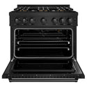 ZLINE 36 in. 5.2 cu. ft. Classic Gas Range with 6 Burner DuoPro™ Cooktop and Convection Gas Oven in Black Stainless Steel, Open Box-Good Condition