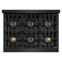 ZLINE 36 in. 5.2 cu. ft. Classic Gas Range with 6 Burner DuoPro™ Cooktop and Convection Gas Oven in Black Stainless Steel (PCGRB-36)