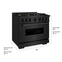 ZLINE 36 in. 5.2 cu. ft. Classic Gas Range with 6 Burner DuoPro™ Cooktop and Convection Gas Oven in Black Stainless Steel (PCGRB-36)