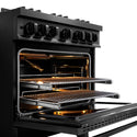 ZLINE 36 in. 5.2 cu. ft. Classic Gas Range with 6 Burner DuoPro™ Cooktop and Convection Gas Oven in Black Stainless Steel (PCGRB-36)