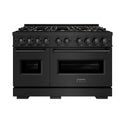 ZLINE 48 in. 6.7 cu. ft. Classic Gas Range with 8 Burner DuoPro™ Cooktop and Dual Ovens in Black Stainless Steel, Open Box-Good Condition