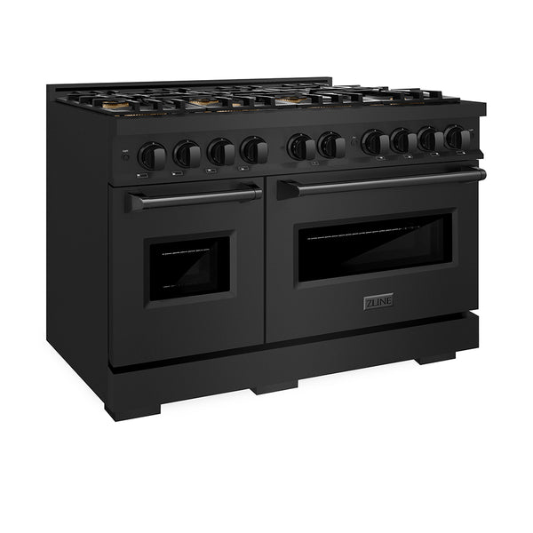 ZLINE 48 in. 6.7 cu. ft. Classic Gas Range with 8 Burner DuoPro™ Cooktop and Dual Ovens in Black Stainless Steel (PCGRB-48)