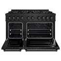 ZLINE 48 in. 6.7 cu. ft. Classic Gas Range with 8 Burner DuoPro™ Cooktop and Dual Ovens in Black Stainless Steel, Open Box-Good Condition