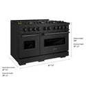 ZLINE 48 in. 6.7 cu. ft. Classic Gas Range with 8 Burner DuoPro™ Cooktop and Dual Ovens in Black Stainless Steel (PCGRB-48)