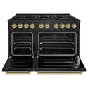 ZLINE Autograph Edition 48 in. 6.7 cu. ft. Classic Gas Range with 8 Burner DuoPro™ Cooktop and Dual Ovens in Black Stainless Steel and Champagne Bronze Accents, Open Box-Good Condition