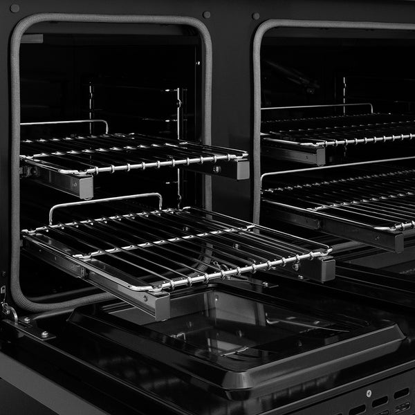 ZLINE Autograph Edition 48 in. 6.7 cu. ft. Classic Gas Range with 8 Burner DuoPro™ Cooktop and Dual Ovens in Black Stainless Steel and Champagne Bronze Accents (PCGRBZ-48-CB)