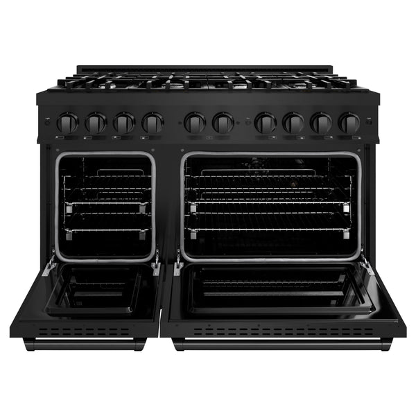 ZLINE 48 in. 6.7 cu. ft. Classic Double Oven Gas Range with 8 Burner Cooktop in Black Stainless Steel, Open Box-Great Condition