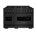 ZLINE 48 in. 6.7 cu. ft. Classic Double Oven Gas Range with 8 Burner Cooktop in Black Stainless Steel, Open Box-Great Condition