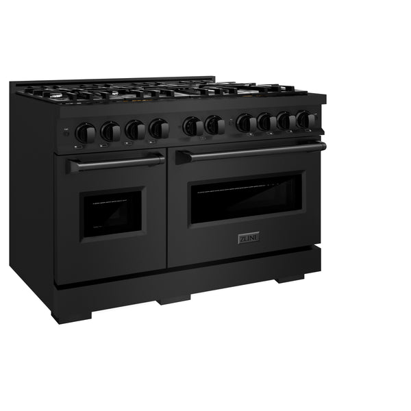 ZLINE 48 in. 6.7 cu. ft. Classic Double Oven Gas Range with 8 Burner Cooktop in Black Stainless Steel, Open Box-Great Condition