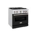 ZLINE 30 in. 4.2 cu. ft. Classic Dual Fuel Range with 4 Burner Gas Cooktop and Electric Convection Oven in DuraSnow® Stainless Steel with Black Matte Door (CDRS-BLM-30)