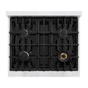 ZLINE 30 in. 4.2 cu. ft. Classic Dual Fuel Range with 4 Burner Gas Cooktop and Electric Convection Oven in DuraSnow® Stainless Steel with Black Matte Door (CDRS-BLM-30)