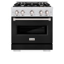 ZLINE 30 in. 4.2 cu. ft. Classic Gas Range with 4 Burner Cooktop and Convection Gas Oven in DuraSnow® Stainless Steel with Black Matte Door (CGRS-BLM-30)