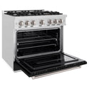 ZLINE 36 in. 5.2 cu. ft. Classic Gas Range with 6 Burner Cooktop and Convection Gas Oven in DuraSnow® Stainless Steel with Black Matte Door (CGRS-BLM-36)