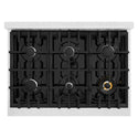 ZLINE 36 in. 5.2 cu. ft. Classic Gas Range with 6 Burner Cooktop and Convection Gas Oven in DuraSnow® Stainless Steel with Black Matte Door (CGRS-BLM-36)