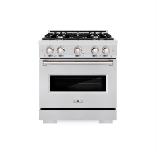 ZLINE 30 in. 4.2 cu. ft. Classic Dual Fuel Range with 4 Burner Gas Cooktop and Electric Convection Oven in DuraSnow® Stainless Steel (CDRS-30)