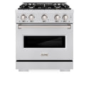 ZLINE 30 in. 4.2 cu. ft. Classic Dual Fuel Range with 4 Burner Gas Cooktop and Electric Convection Oven in DuraSnow® Stainless Steel (CDRS-30)