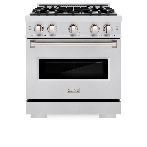 ZLINE 30 in. 4.2 cu. ft. Classic Dual Fuel Range with 4 Burner Gas Cooktop and Electric Convection Oven in DuraSnow® Stainless Steel (CDRS-30)