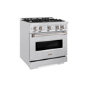 ZLINE 30 in. 4.2 cu. ft. Classic Dual Fuel Range with 4 Burner Gas Cooktop and Electric Convection Oven in DuraSnow® Stainless Steel (CDRS-30)