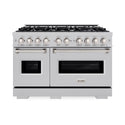 ZLINE 48 in. 6.7 cu. ft. Classic Double Oven Dual Fuel Range with 8 Burner Gas Cooktop in DuraSnow® Stainless Steel (CDRS-48)