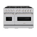 ZLINE 48 in. 6.7 cu. ft. Classic Double Oven Dual Fuel Range with 8 Burner Gas Cooktop in DuraSnow® Stainless Steel (CDRS-48)