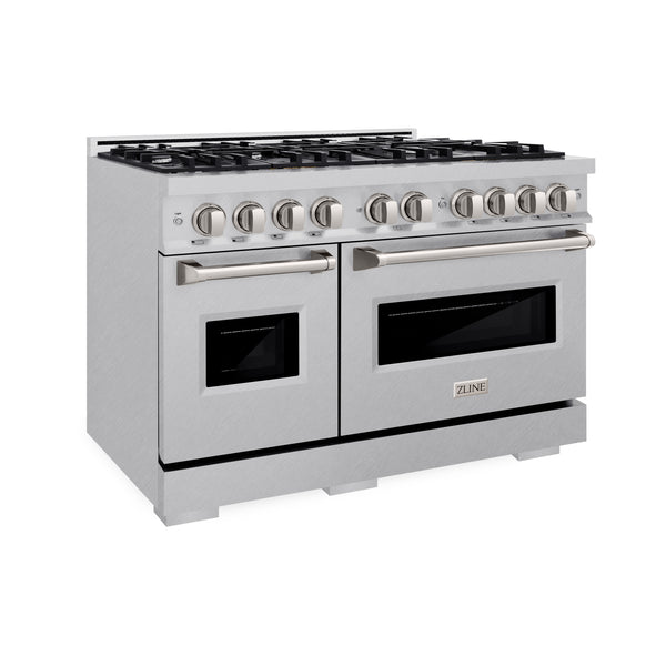 ZLINE 48 in. 6.7 cu. ft. Classic Double Oven Dual Fuel Range with 8 Burner Gas Cooktop in DuraSnow® Stainless Steel (CDRS-48)