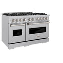 ZLINE 48 in. 6.7 cu. ft. Classic Double Oven Dual Fuel Range with 8 Burner Gas Cooktop in DuraSnow® Stainless Steel (CDRS-48)