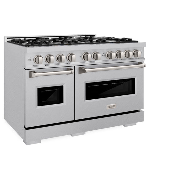 ZLINE 48 in. 6.7 cu. ft. Classic Double Oven Dual Fuel Range with 8 Burner Gas Cooktop in DuraSnow® Stainless Steel (CDRS-48)