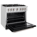 ZLINE 36 in. 5.2 cu. ft. Classic Dual Fuel Range with 6 Burner Gas Cooktop and Electric Convection Oven in DuraSnow® Stainless Steel with Black Matte Door (CDRS-BLM-36)