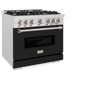 ZLINE 36 in. 5.2 cu. ft. Classic Dual Fuel Range with 6 Burner Gas Cooktop and Electric Convection Oven in DuraSnow® Stainless Steel with Black Matte Door (CDRS-BLM-36)