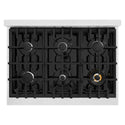 ZLINE 36 in. 5.2 cu. ft. Classic Dual Fuel Range with 6 Burner Gas Cooktop and Electric Convection Oven in DuraSnow® Stainless Steel with Black Matte Door (CDRS-BLM-36)