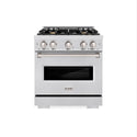 ZLINE 30 in. 4.2 cu. ft. Classic Dual Fuel Range with Gas Cooktop and Electric Convection Oven in DuraSnow® Stainless Steel with 4 Brass Burners (CDRS-BR-30)